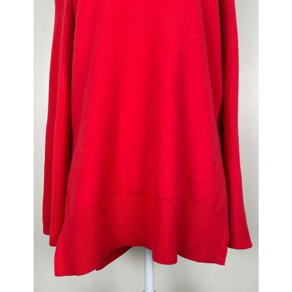 Anthropologie Elise Off Shoulder Bell
Sleeve Tunic Sweater Red Small Holiday - Picture 5 of 11